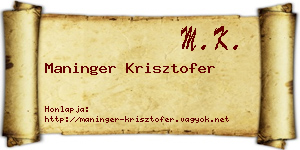 Maninger Krisztofer névjegykártya
